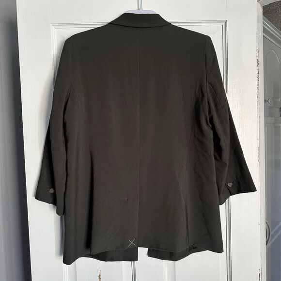 LOFT Womens 12 Dark Green Open Front Blazer Jacket Career Office Business Preppy - Picture 7 of 12